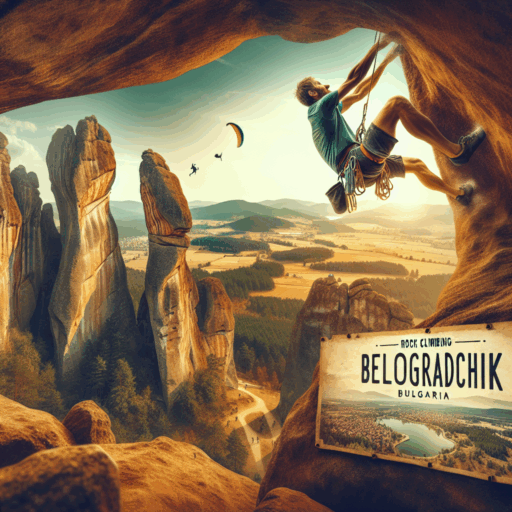 Escalada en roca en Belogradchik en Bulgaria.