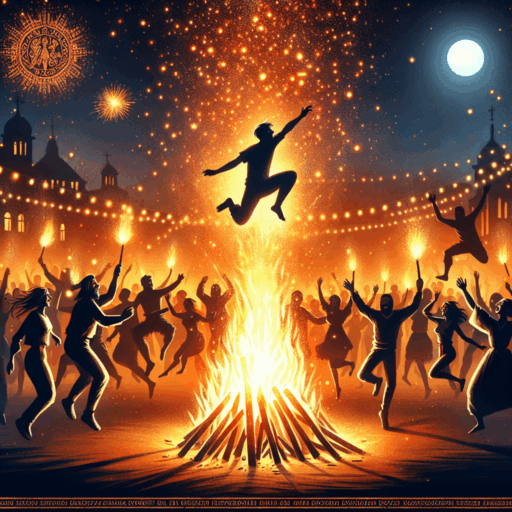 La festividad de San Juan Bautista con saltos sobre hogueras en Bulgaria.