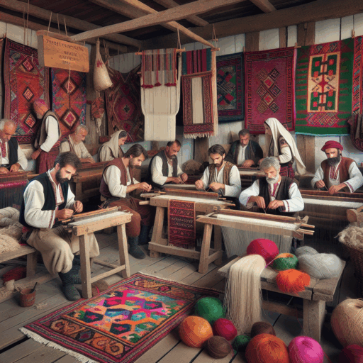 La producción artesanal de alfombras tejidas a mano en Bulgaria.